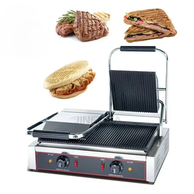 Commercial Panini Press Sandwich Grill - شواية ساندويتش كهربائية محمولة من الفولاذ