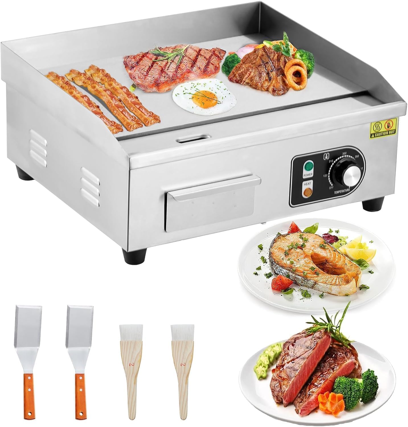 Commercial Electric Griddle Flat Top - شواية كهربائية تجارية بقوة 1600 واط،