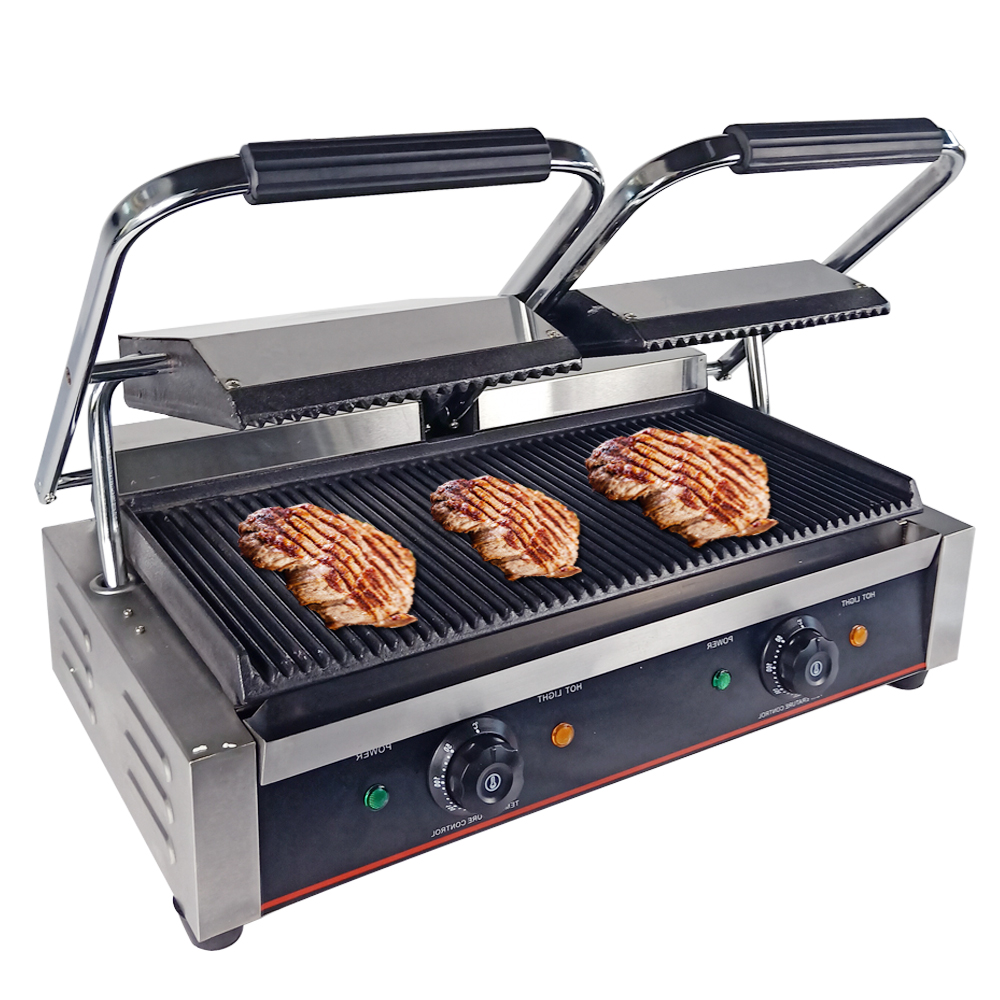 Commercial Panini Press Sandwich Grill - شواية كهربائية تجارية مسطحة من الفولاذ
