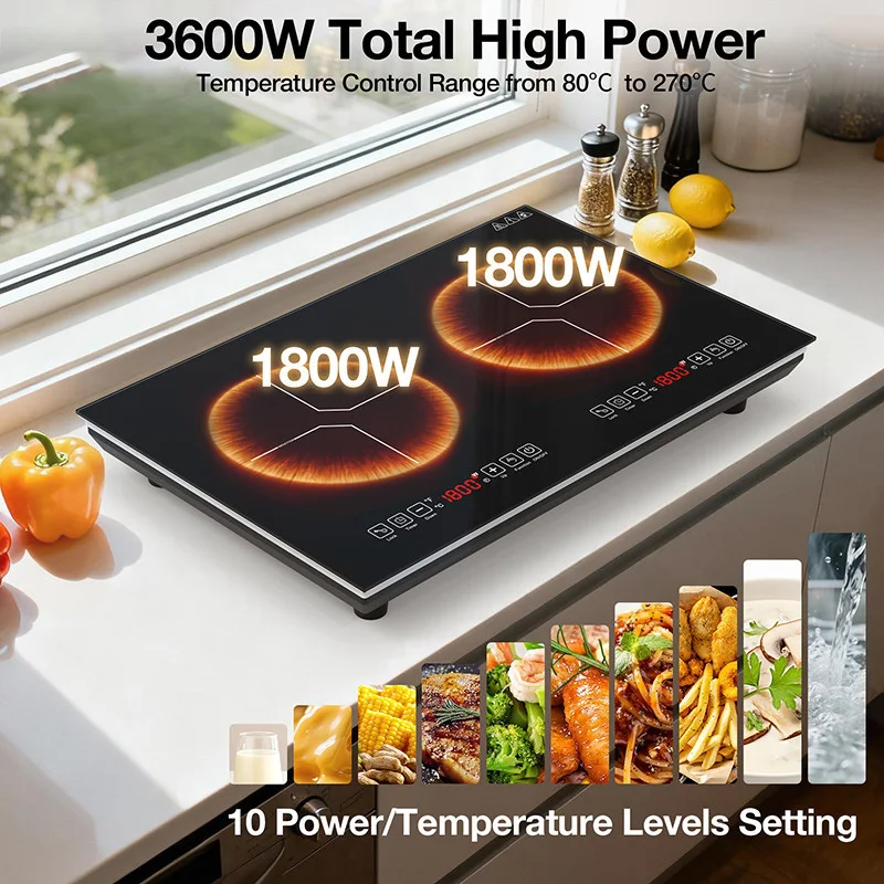 Double Induction Cooktop 220V - موقد حثي مزدوج الشعلات، موقد كهربائي