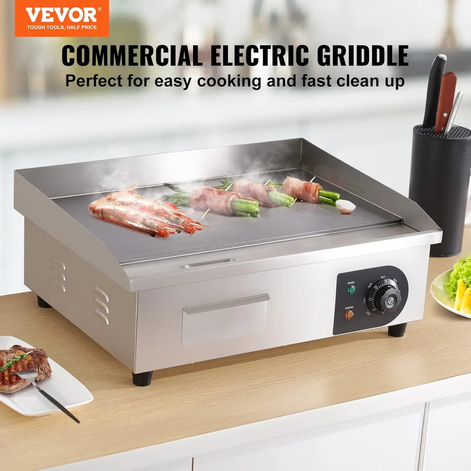 شواية كهربائية تجارية مقاس 22  - مراجعة Commercial Electric Griddle Flat Top وسعره
