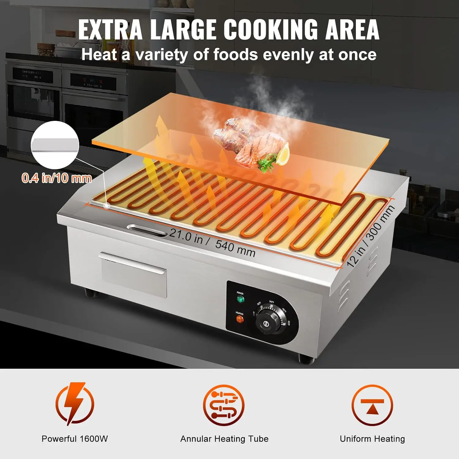 شواية كهربائية تجارية مقاس 22  - مراجعة Commercial Electric Griddle Flat Top وسعره