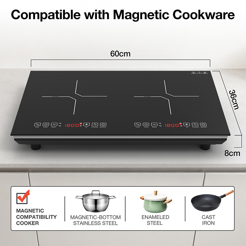 موقد حثي مزدوج الشعلات، موقد ك - مراجعة Double Induction Cooktop 220V وسعره
