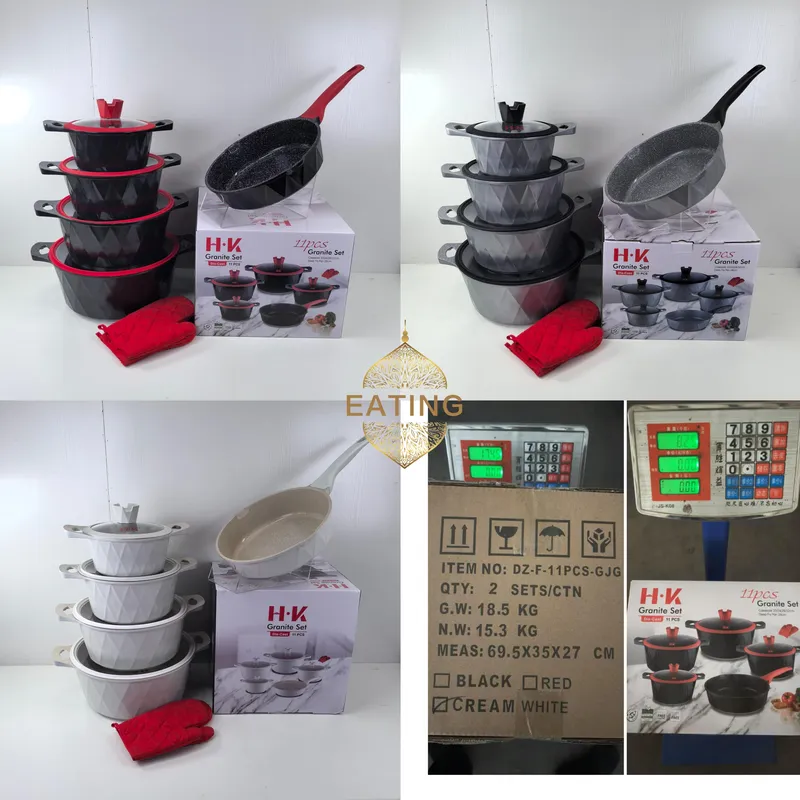 طقم أواني طهي مكون من 11 قطعة، - مراجعة Induction Cookware Set Commercial وسعره