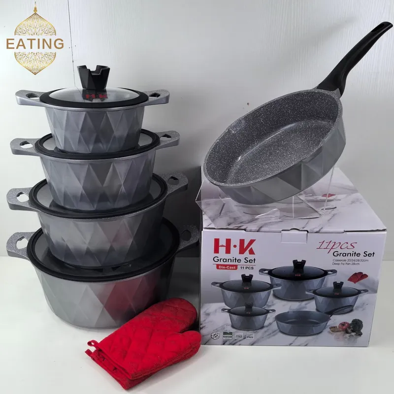 طقم أواني طهي مكون من 11 قطعة، - مراجعة Induction Cookware Set Commercial وسعره