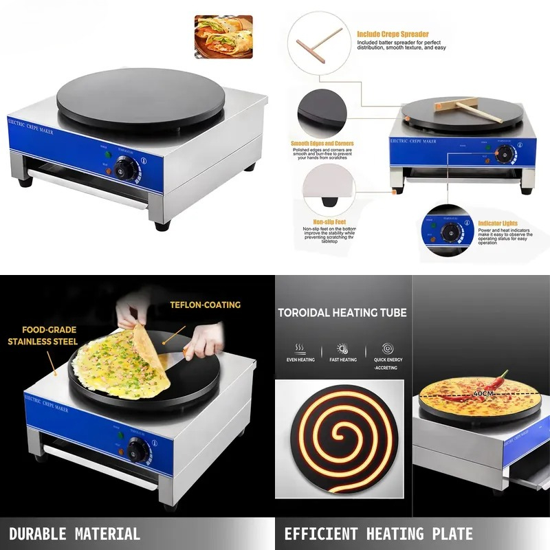 ماكينة صنع الكريب الكهربائية ا - مراجعة Crepe Maker Machine Electric 40Cm وسعره