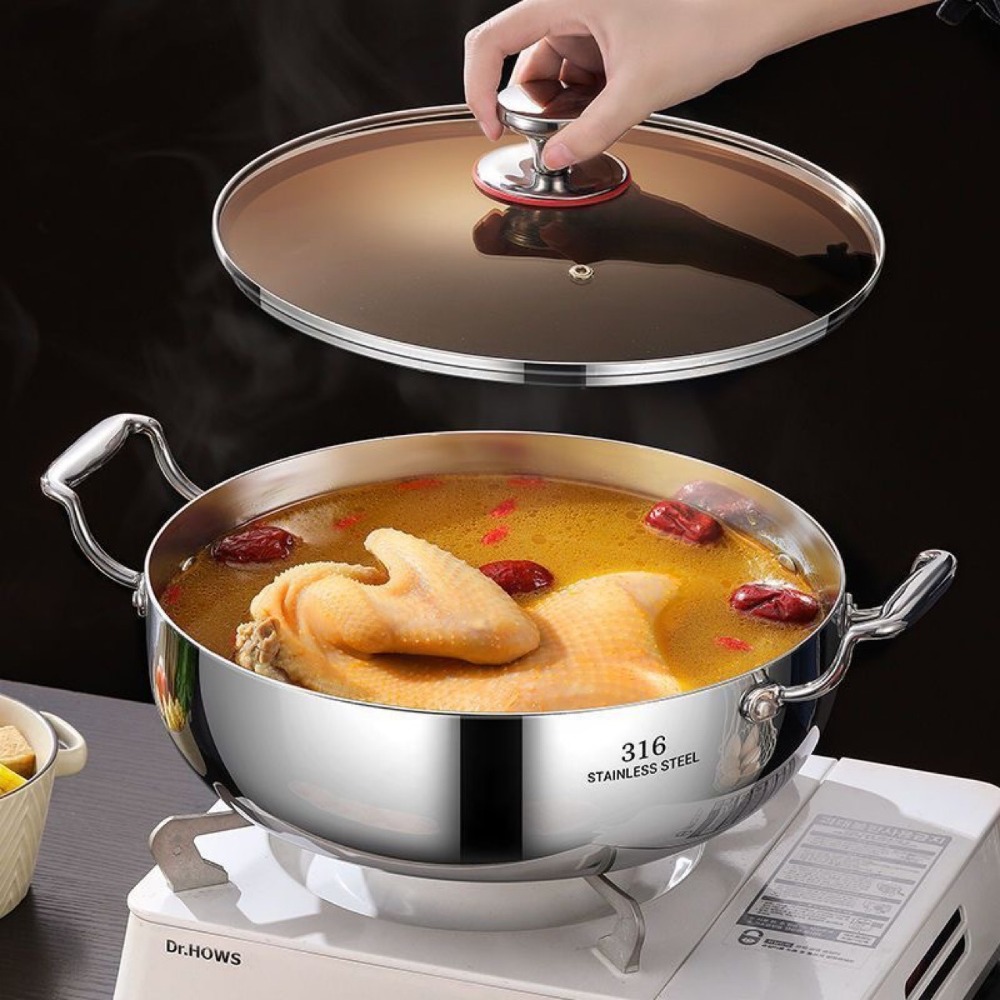 316 الفولاذ المقاوم للصدأ حساء - مراجعة Induction Cookware Set Commercial وسعره